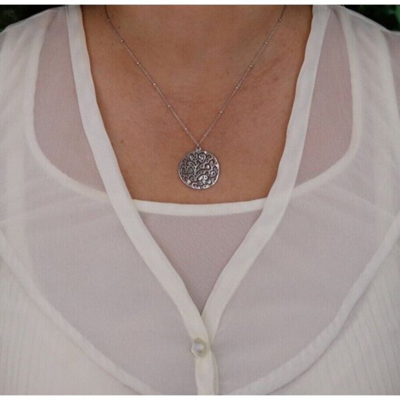 Sterling Silver Filigree Cut Above Circle Necklace 18" Chain  Silpada - Picture 4 of 8